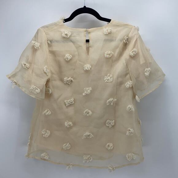 Polagram Chic lined cropped Pom Pom top cream sz S cute girly dainty - Picture 4 of 9